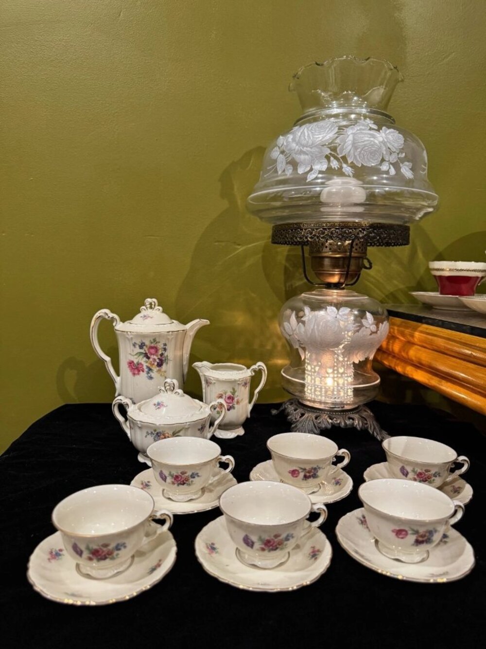 MZ Altrohlau 1900-1940 Floral Gold Fine Bone China 15pc Tea Set Eagle Mark